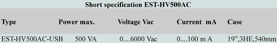 Short specification EST HV500AC