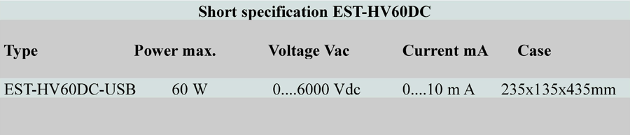 Short specification EST HV60DC