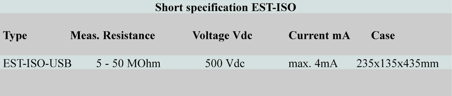 Short specification EST ISO