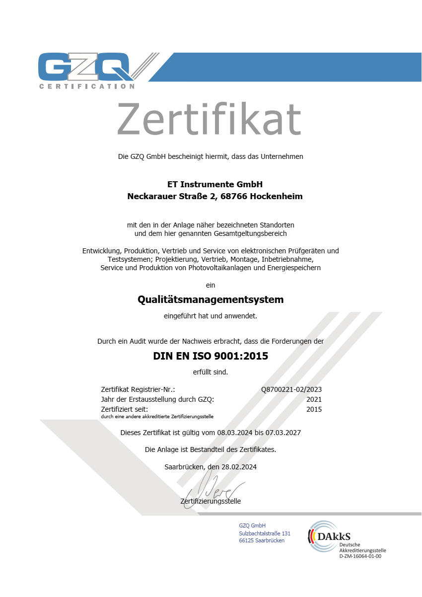 ET Instrumente Zertifikat D 2024